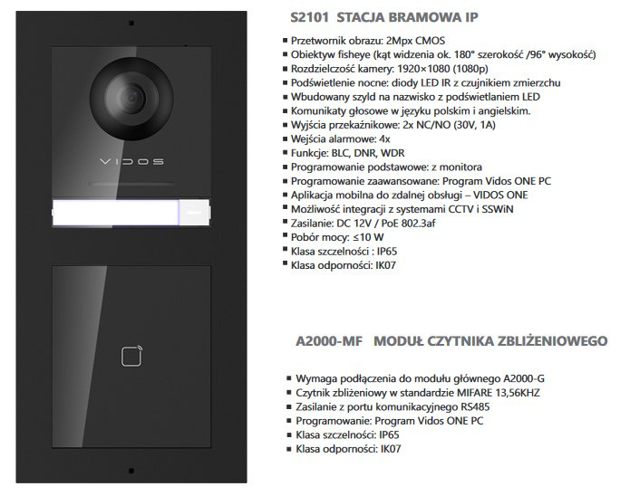 Vidos podtynkowa stacja bramowa IP z czytnikiem RFID D2100-G_A2000-MF
